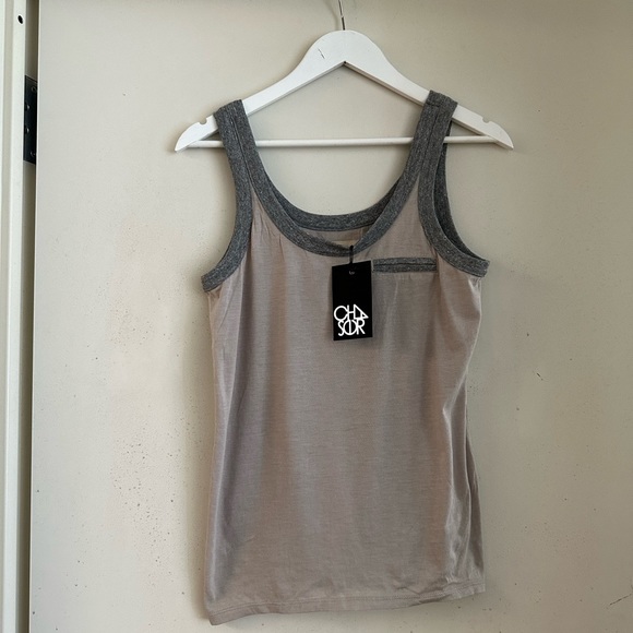Chaser Taupe Ringer Tank NWT - Picture 1 of 3